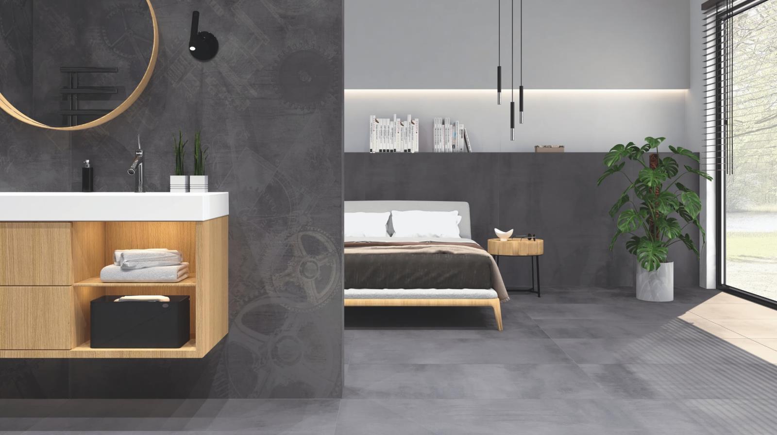 Fliesen Wand+Boden Interbau 80x80 BETONOPTIK STEINOPTIK STAHLOPTIK Detroit IRON BLACK